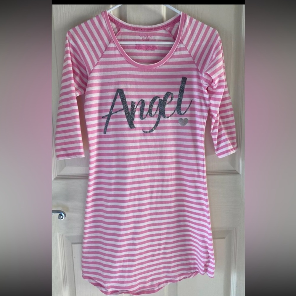 Victoria’s Secret  VS Angel  Night Shirt Pink Stripe Nightgown